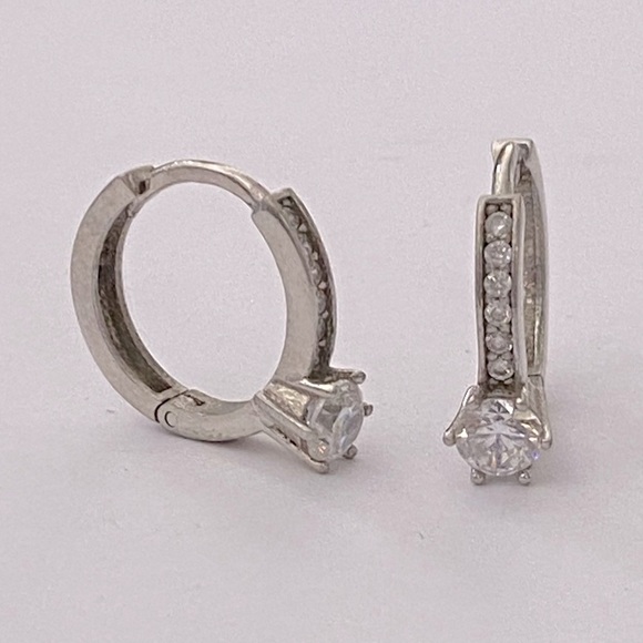 Jewelry - 925 Silver cz hoop earrings